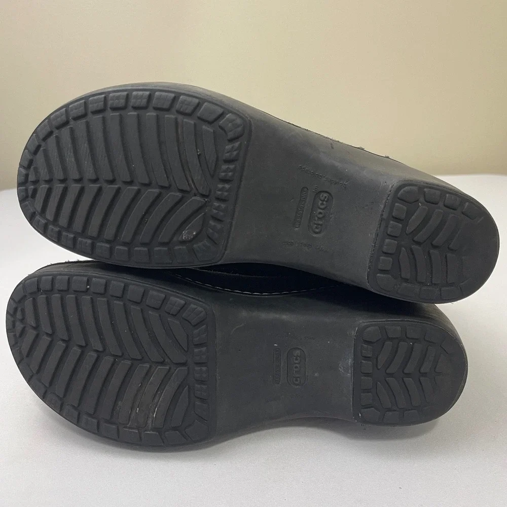 Crocs Cobbler Boots Black Suede Leather Knee High‎ Wedge Womens 9